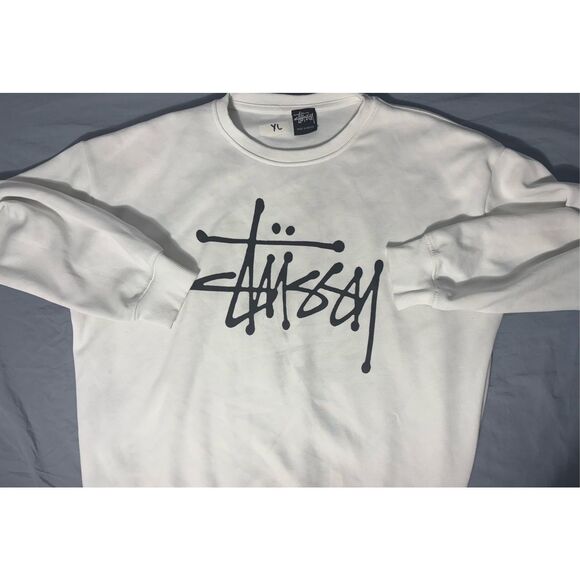Stussy Sweatshirt Mens XL Basic Crew 90s Logo Crewneck Streetwear Hype FLAW - Picture 1 of 9